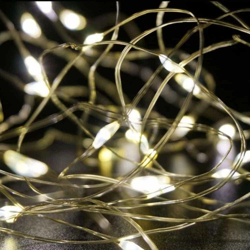 Micro Lichterkette, LED, 30 LEDs, 155cm, warmweiß, Batterie