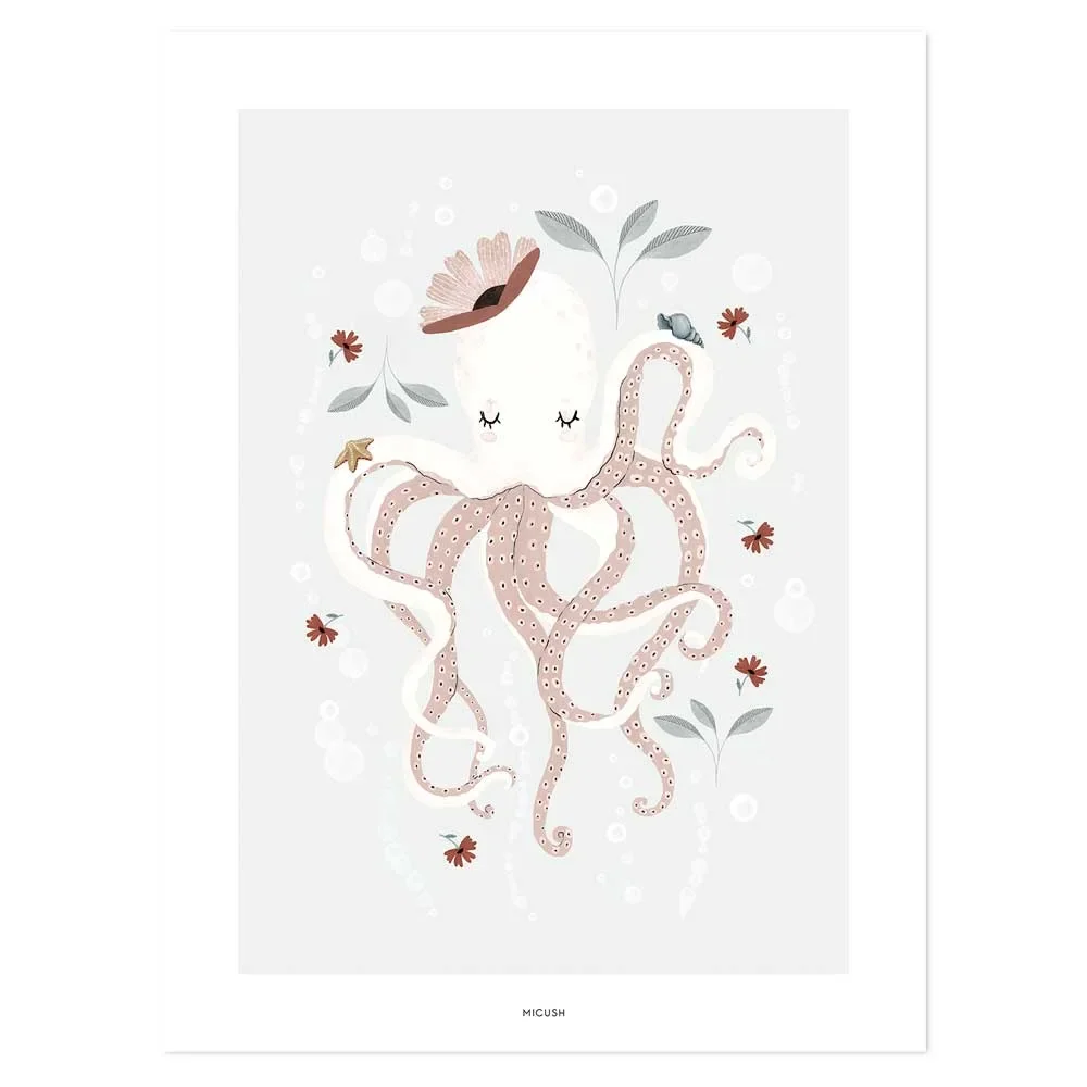 Lilipinso Poster Frau Octopus mit Blüten