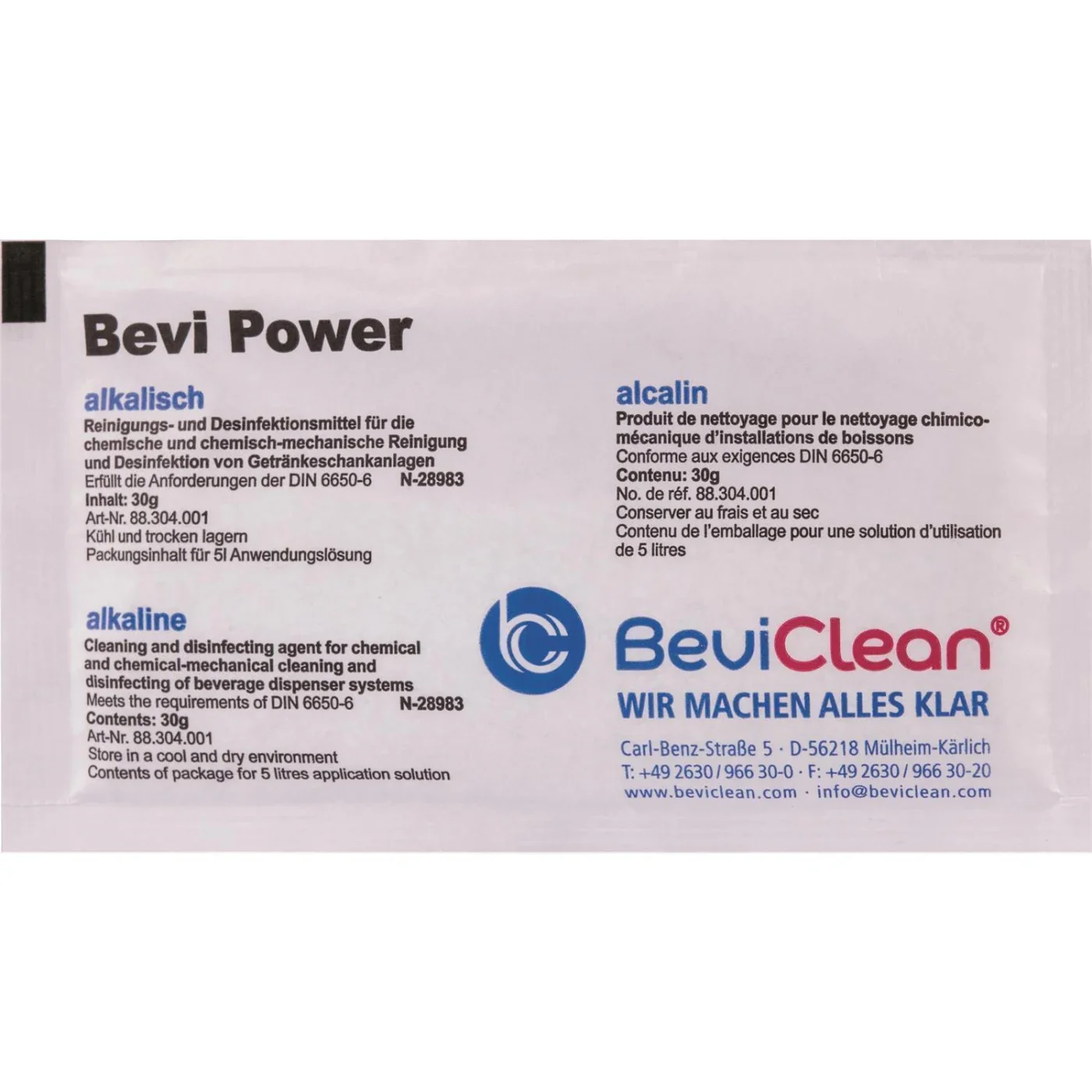 Bevi Power Pulver | Alkalisches Reinigungsmittel für Getränkeleitungen | Preis p