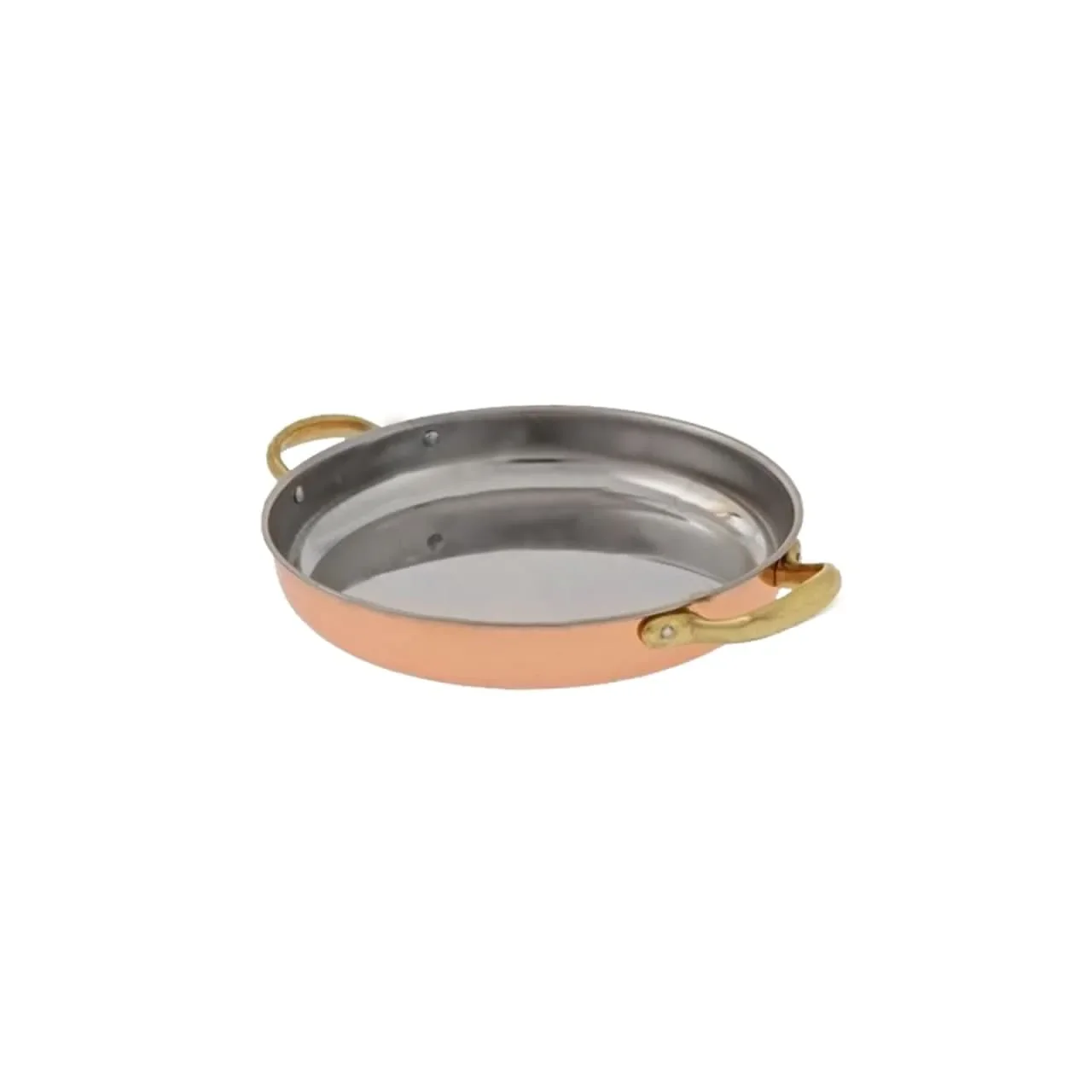 "Bratpfanne, Kupferpfanne mit Griffen - aus Kupfer und Messing, 26cm image"