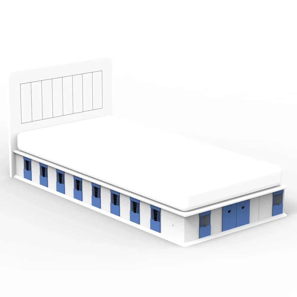 Mathy by Bols BOXES Kinderbett 2 Seiten Stall blau 90 x 190