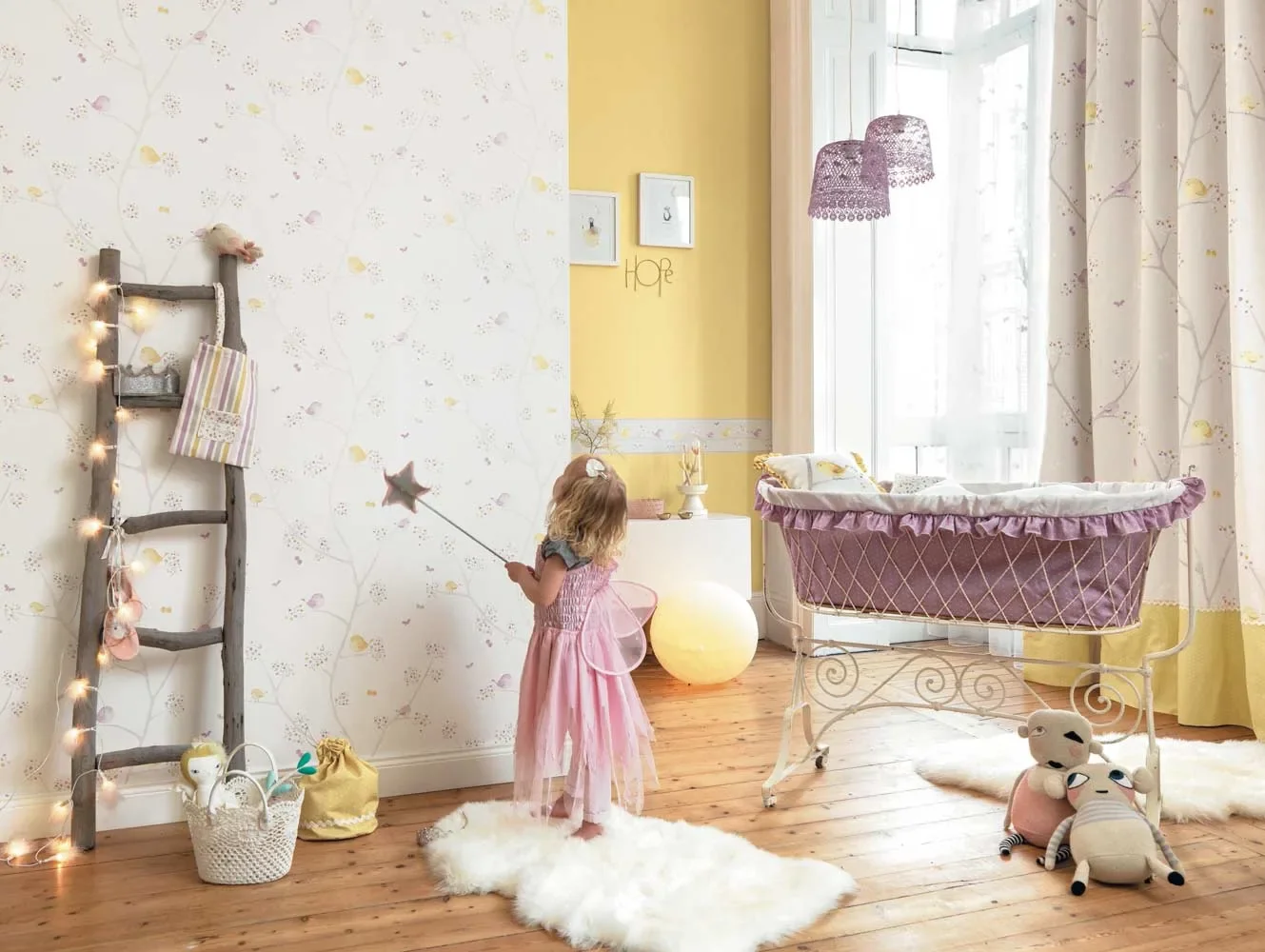 Casadeco My Little World Tapete Vögelchen braun rosa