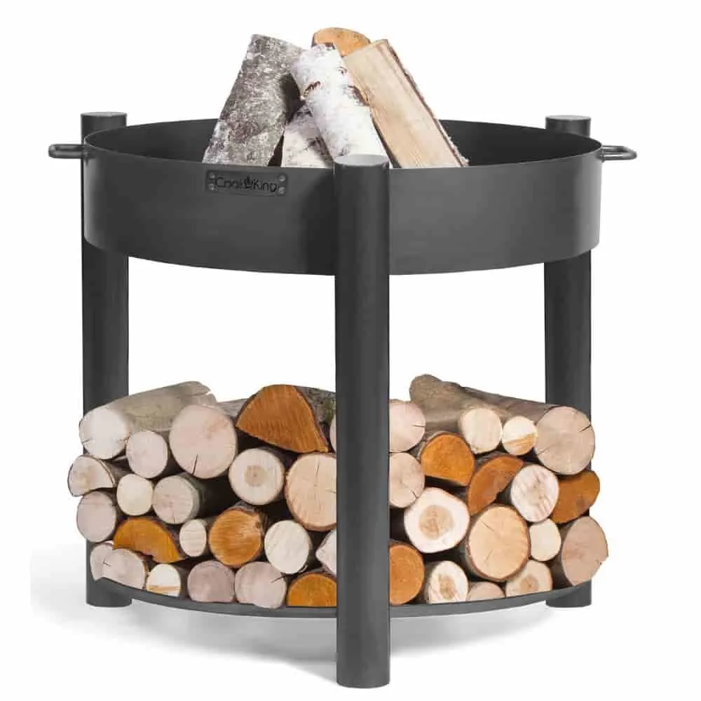 "Feuerschale, 70 cm, hoch, aus Naturstahl, mit Holzfach image"