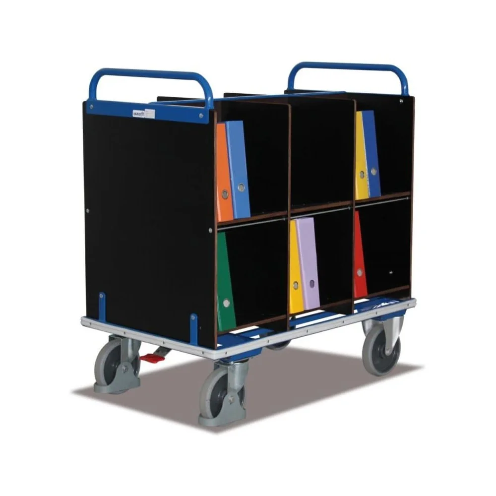Aktenwagen mit 12 Fächern, 400 kg Traglast und EasySTOP