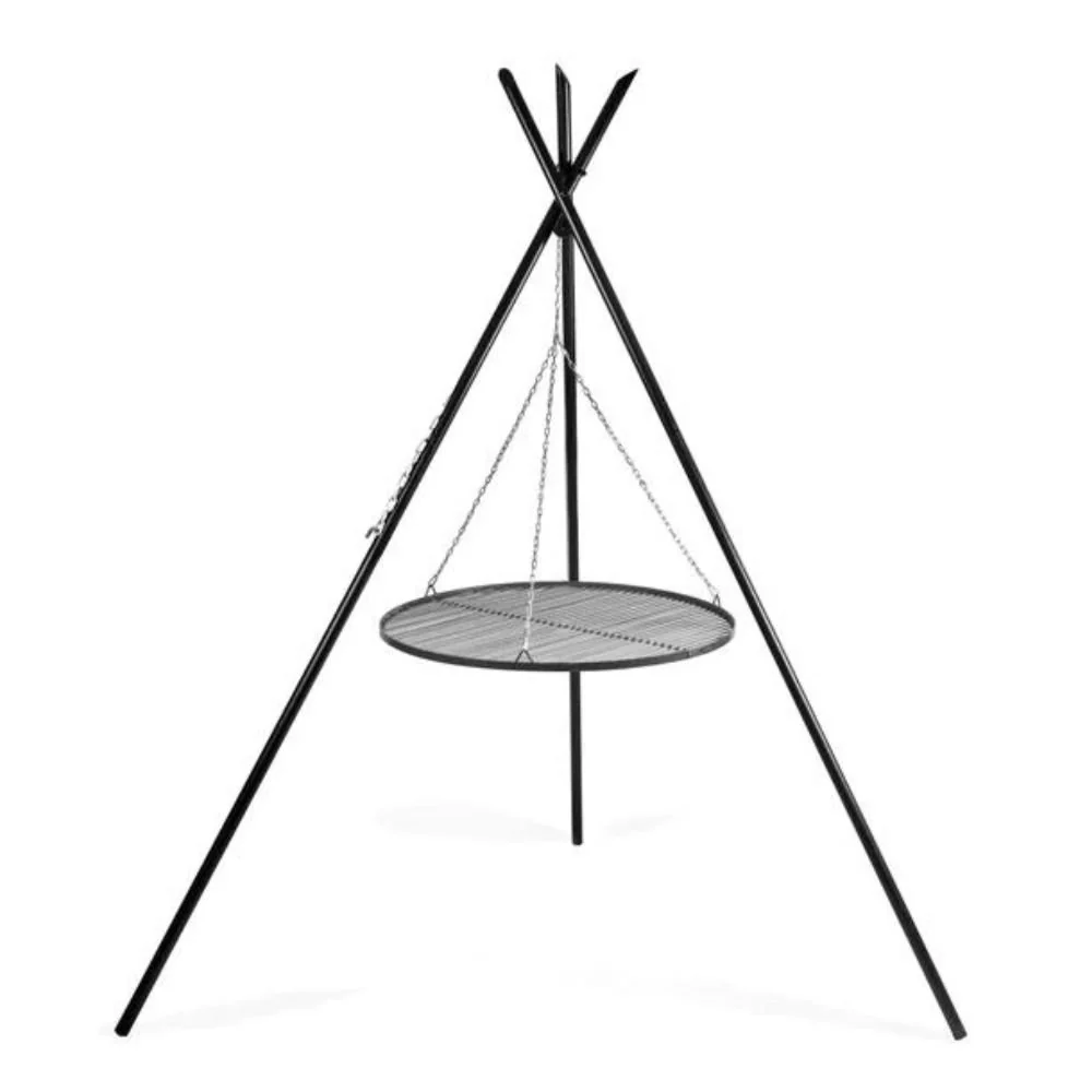 Schwenkgrill mit Dreibein, Gartengrill, 210 cm, Grillrost 70 cm, Naturstahl