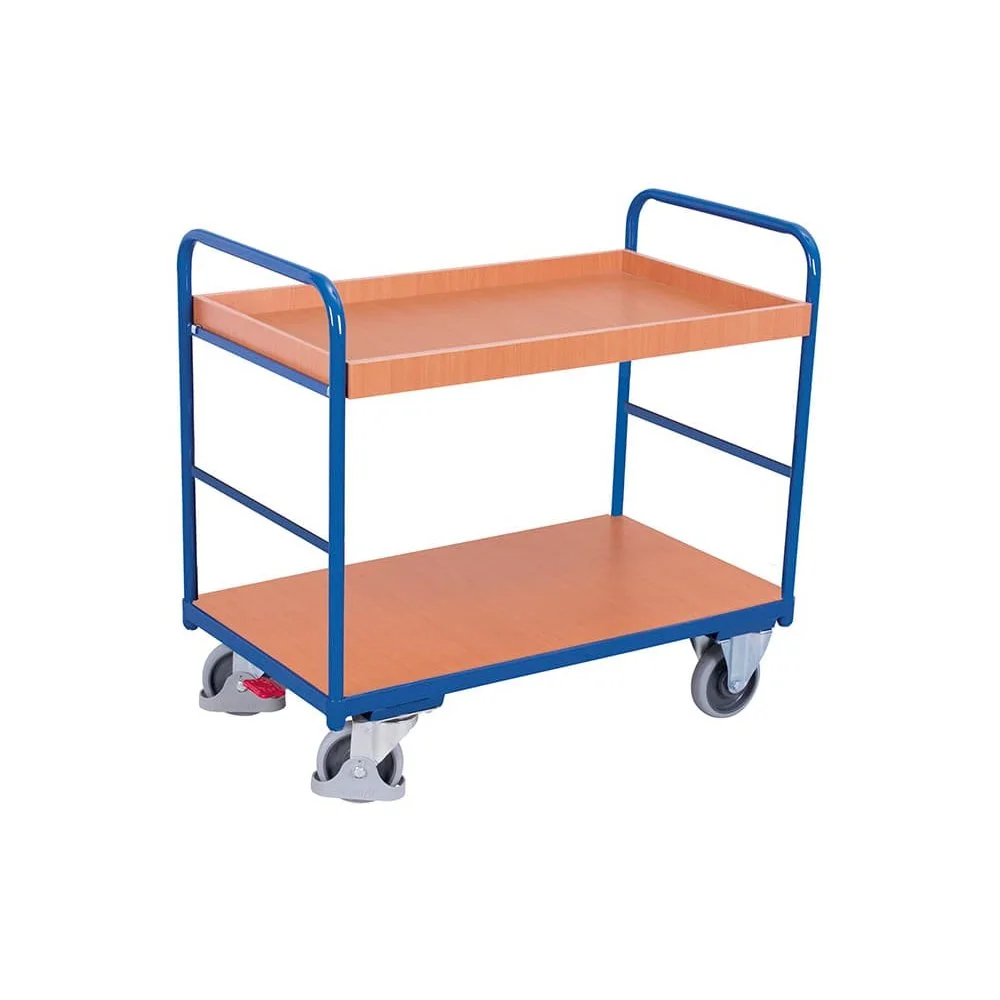 "Etagenwagen mit 2 Tabletts 250 kg, Servierwagen, EasySTOP image"