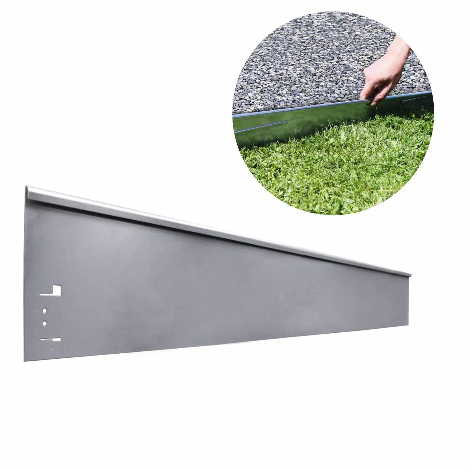 Rasenkante Abschlussstück 18,5cm x 113cm | Rasenkanten | Beeteinfassung | Beetumrandung | Beetbegrenzungen, Color-GS: grau