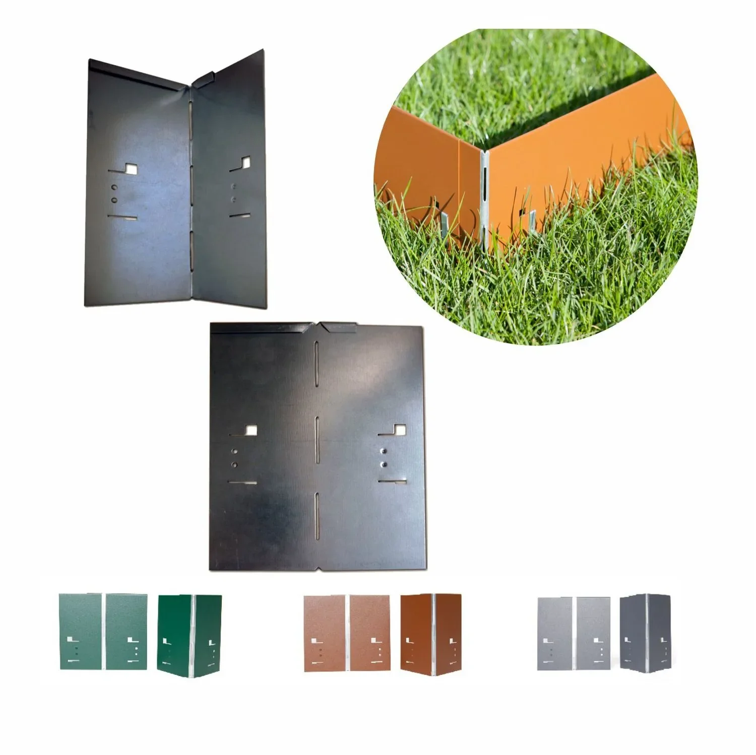 Alu/Zink Ecke für Rasenkanten Metall 13.5cm  | Rasenkanten | Beeteinfassung | Beetumrandung | Beetbegrenzungen, Color-GS: ohne Farbe