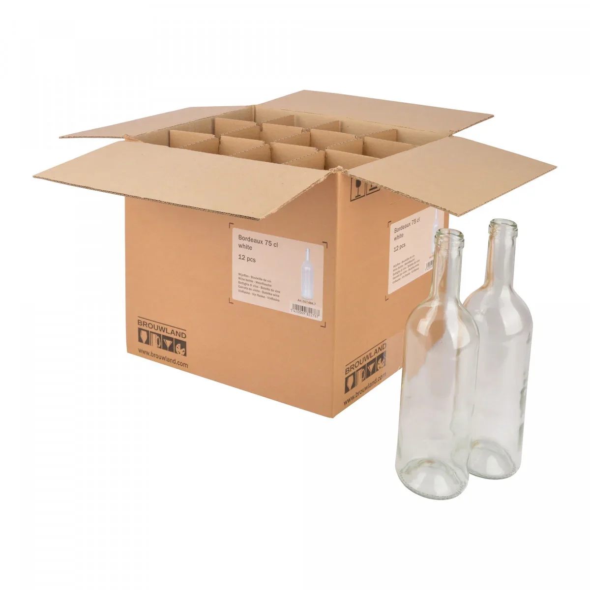12er Weinflaschen-Karton (Bordeaux 75 cl) - Stabile & umweltfreundliche Flaschen