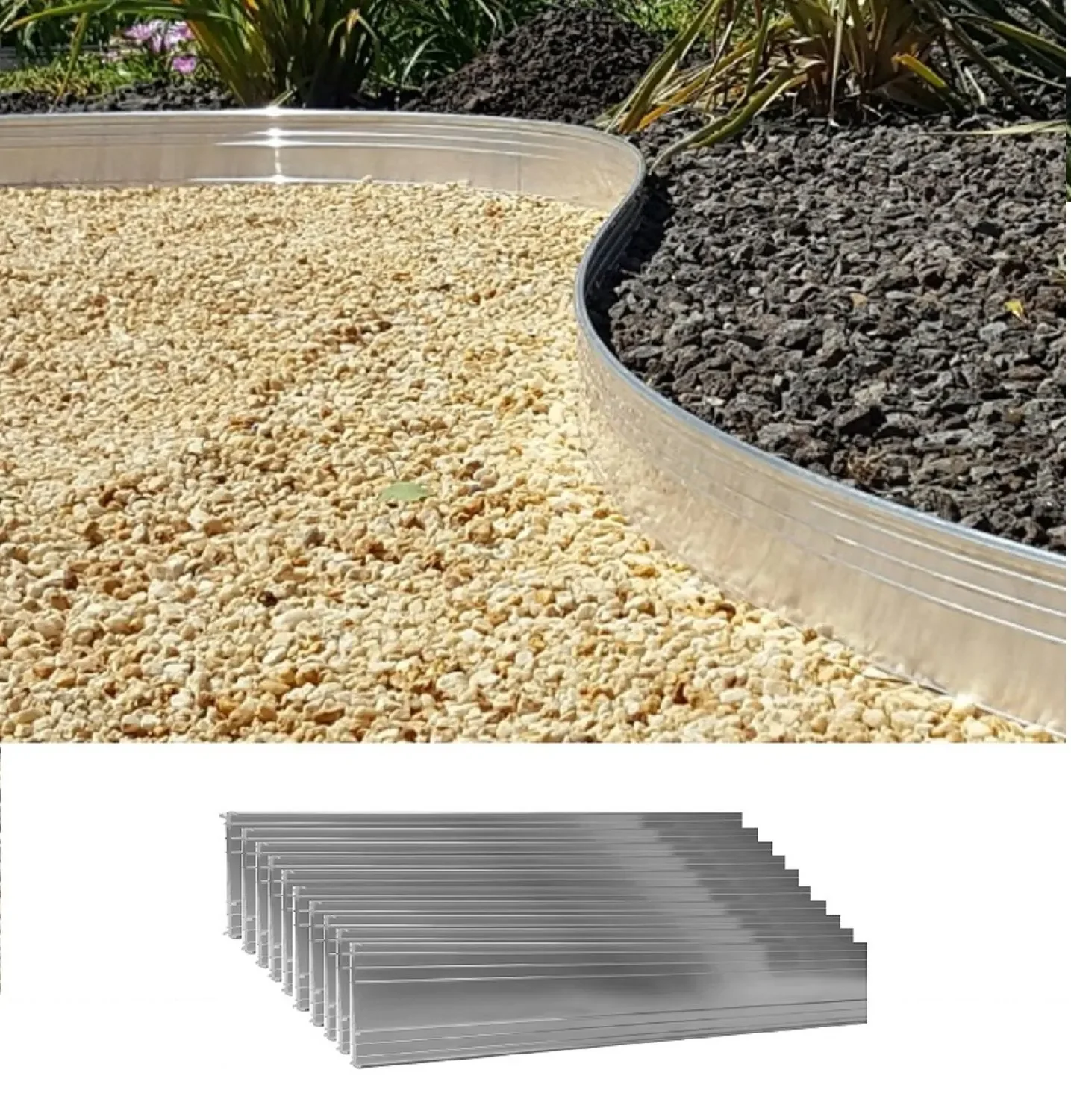 10er Set Ultra Starke Alu Rasenkanten 10cm x 1m (10m lang) | Beeteinfassung | Beetumrandung | Beetbegrenzungen, Color-GS: ohne Farbe