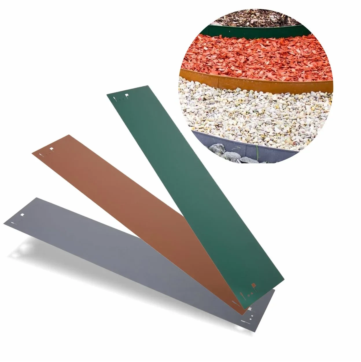 "Rasenkanten Metall 13.5cm x 120cm | Beeteinfassung | Beetumrandung | Beetbegrenzungen, Color-GS: grau image"