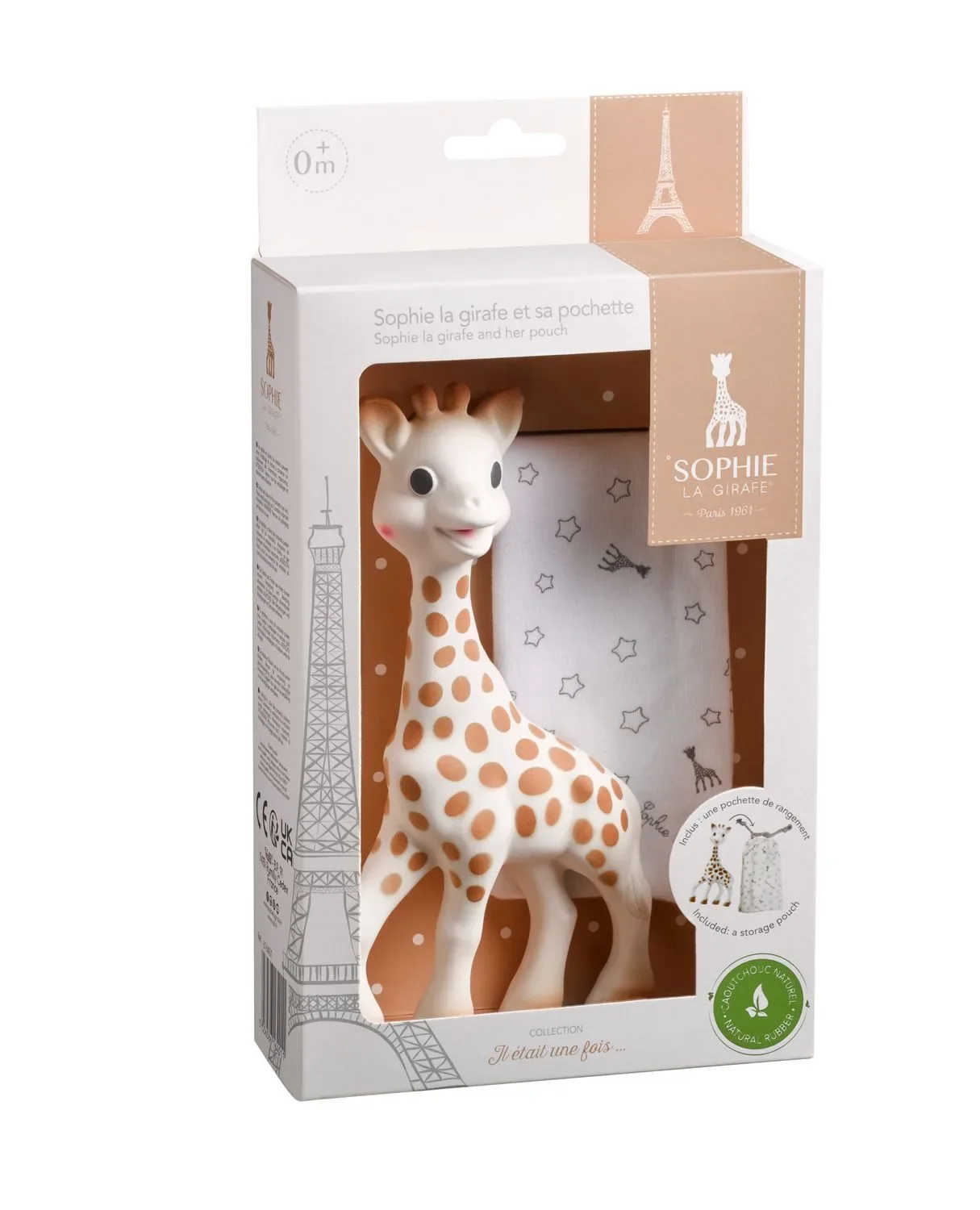 "Sophie la girafe Beißring, Ringrassel - Naturkautschuk, Stoffbeutelchen (Geschenkkarton weiß) image"