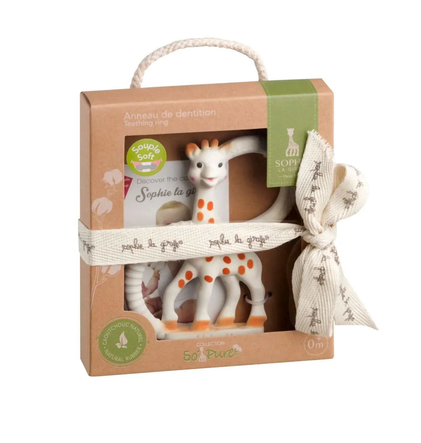 "Sophie la girafe Beißring, Ringrassel - So'Pure, Version Weich, Naturkautschuk image"