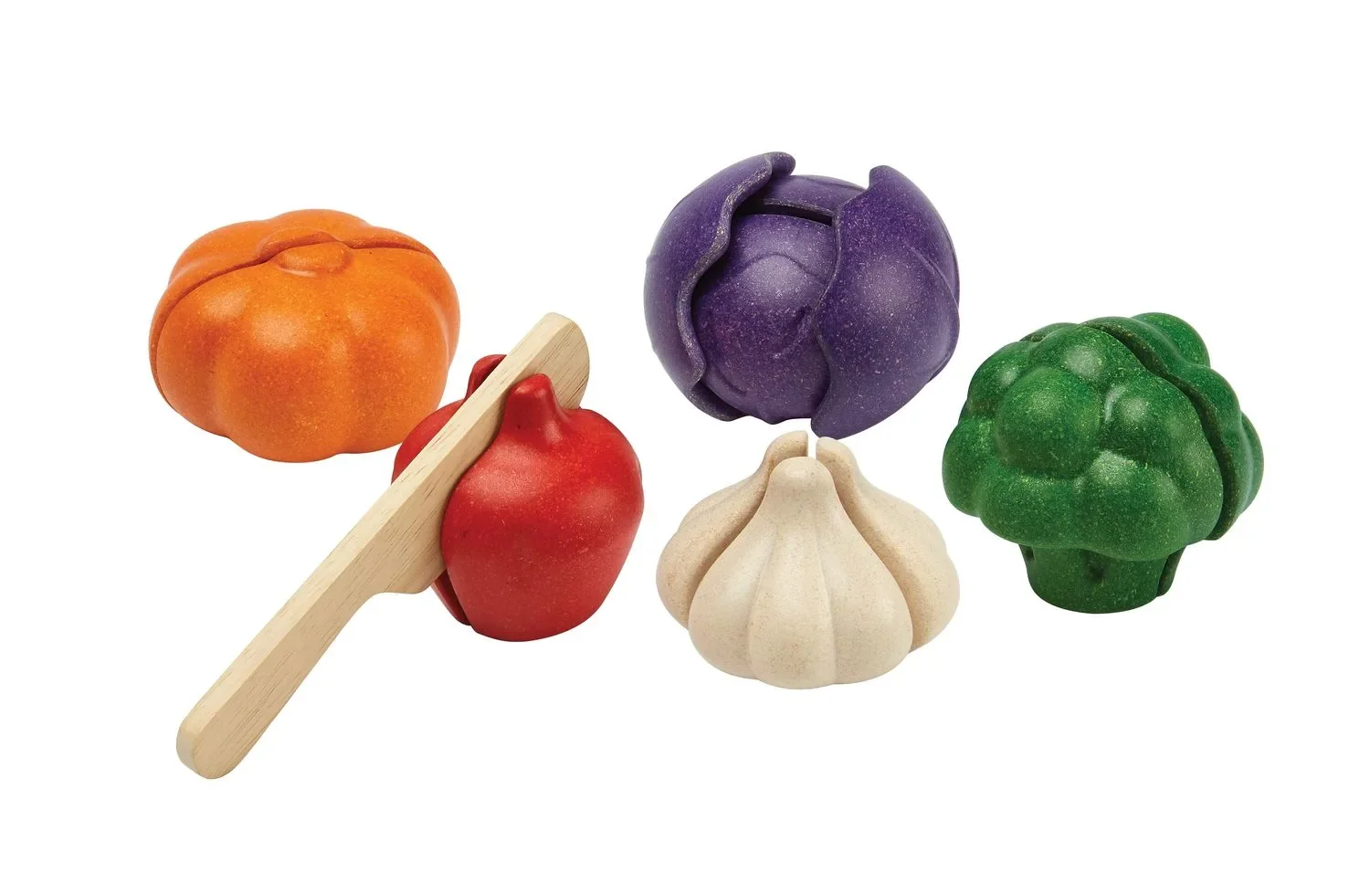 Plan Toys - Gemüse 5-farbiges Set, Gummibaumholz