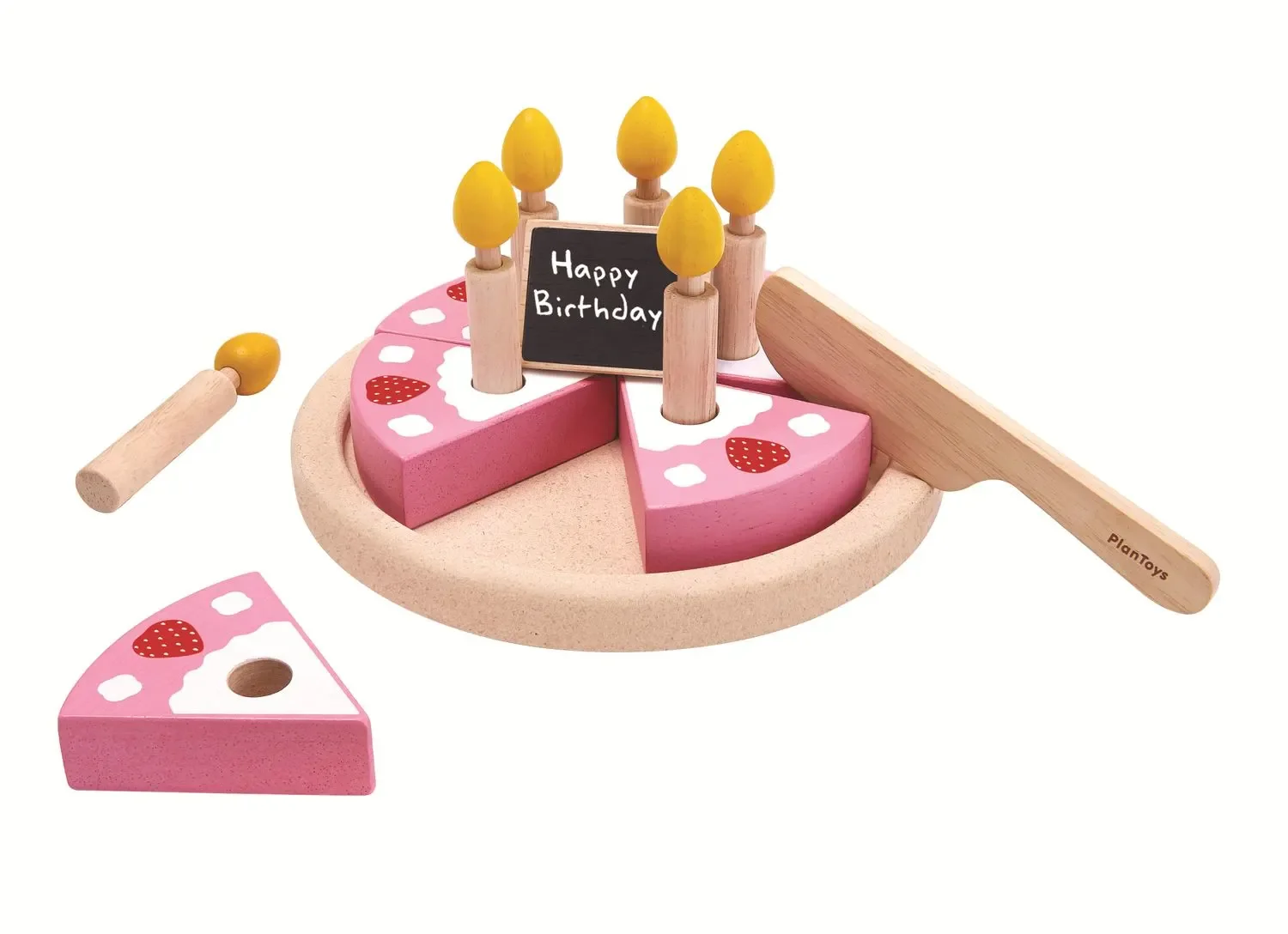Plan Toys - Geburtstagskuchen Set, Gummibaumholz