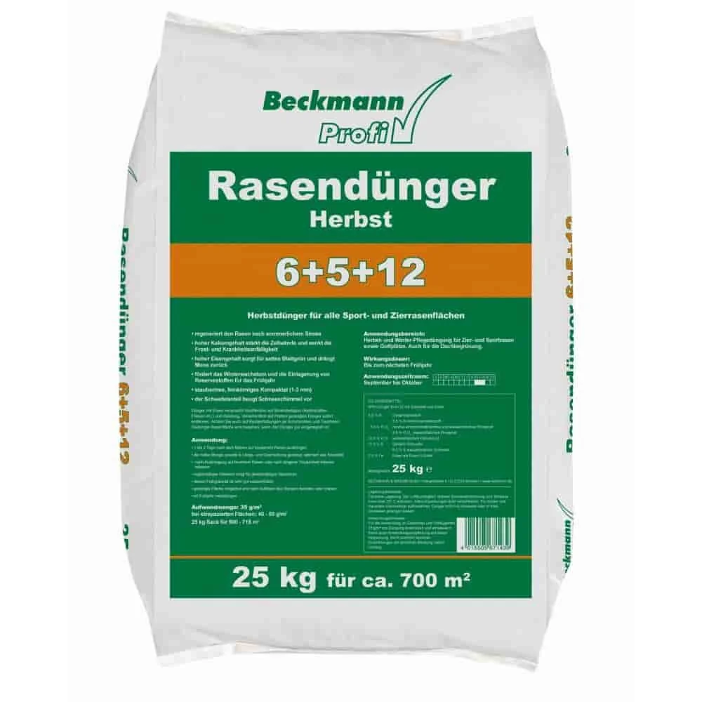 25 kg Rasendünger Herbst Beckmann NPK-6+5+12