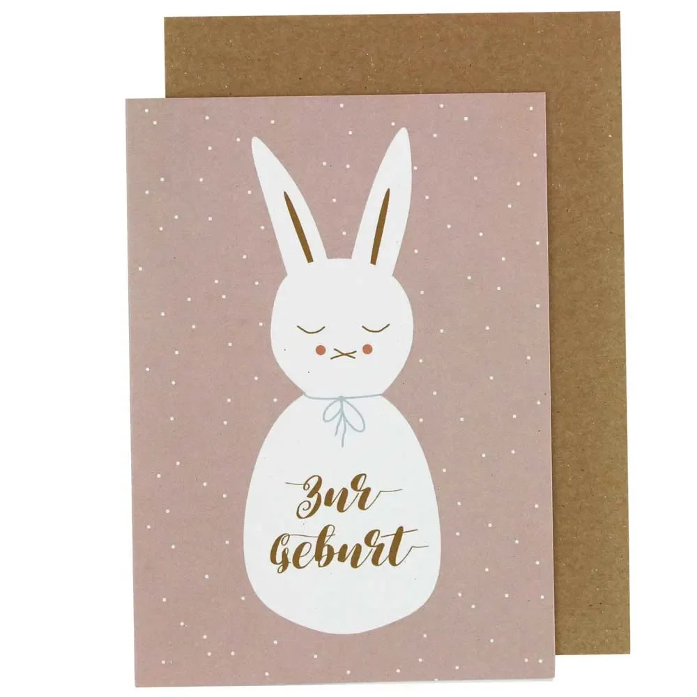 Ava & Yves Glückwunschkarte Geburt Hase