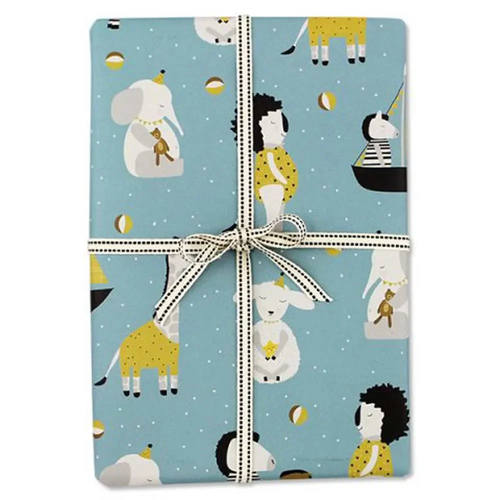 Ava & Yves Geschenkpapier Tiere blau