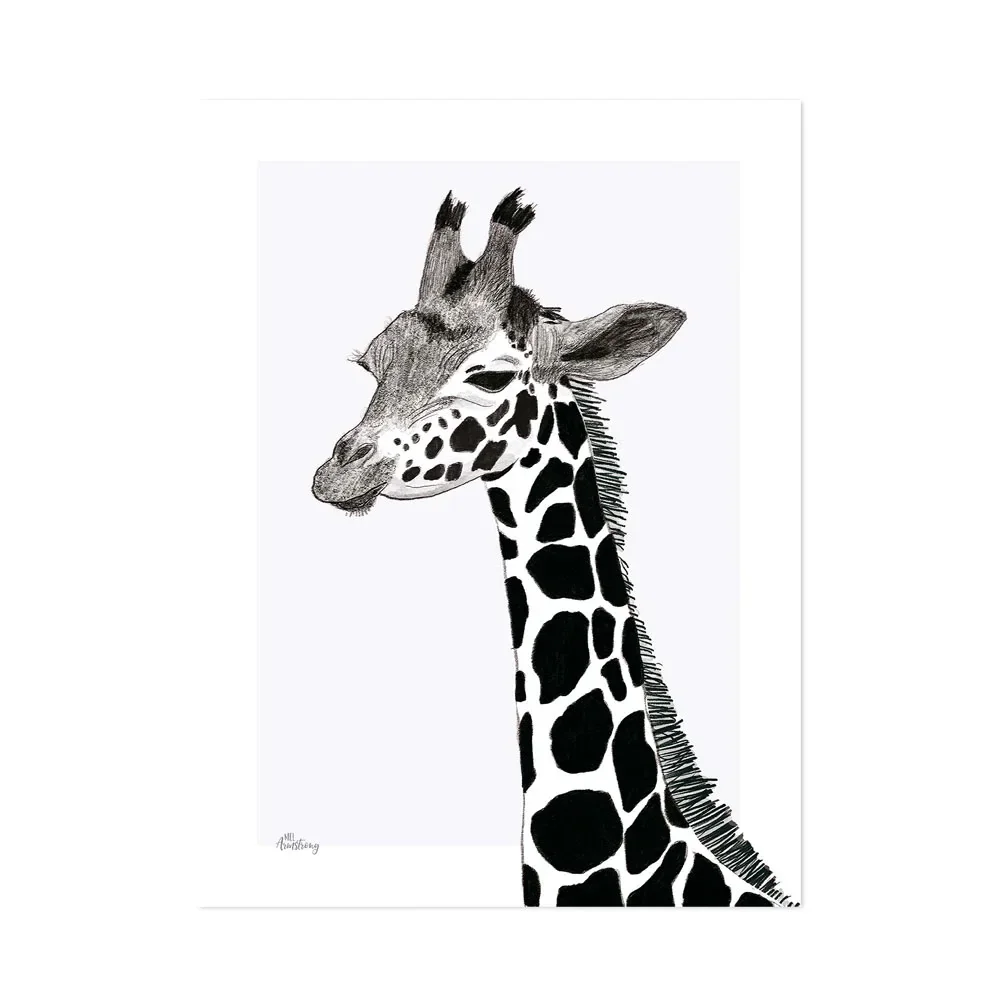 Lilipinso Poster Giraffe schwarz weiss