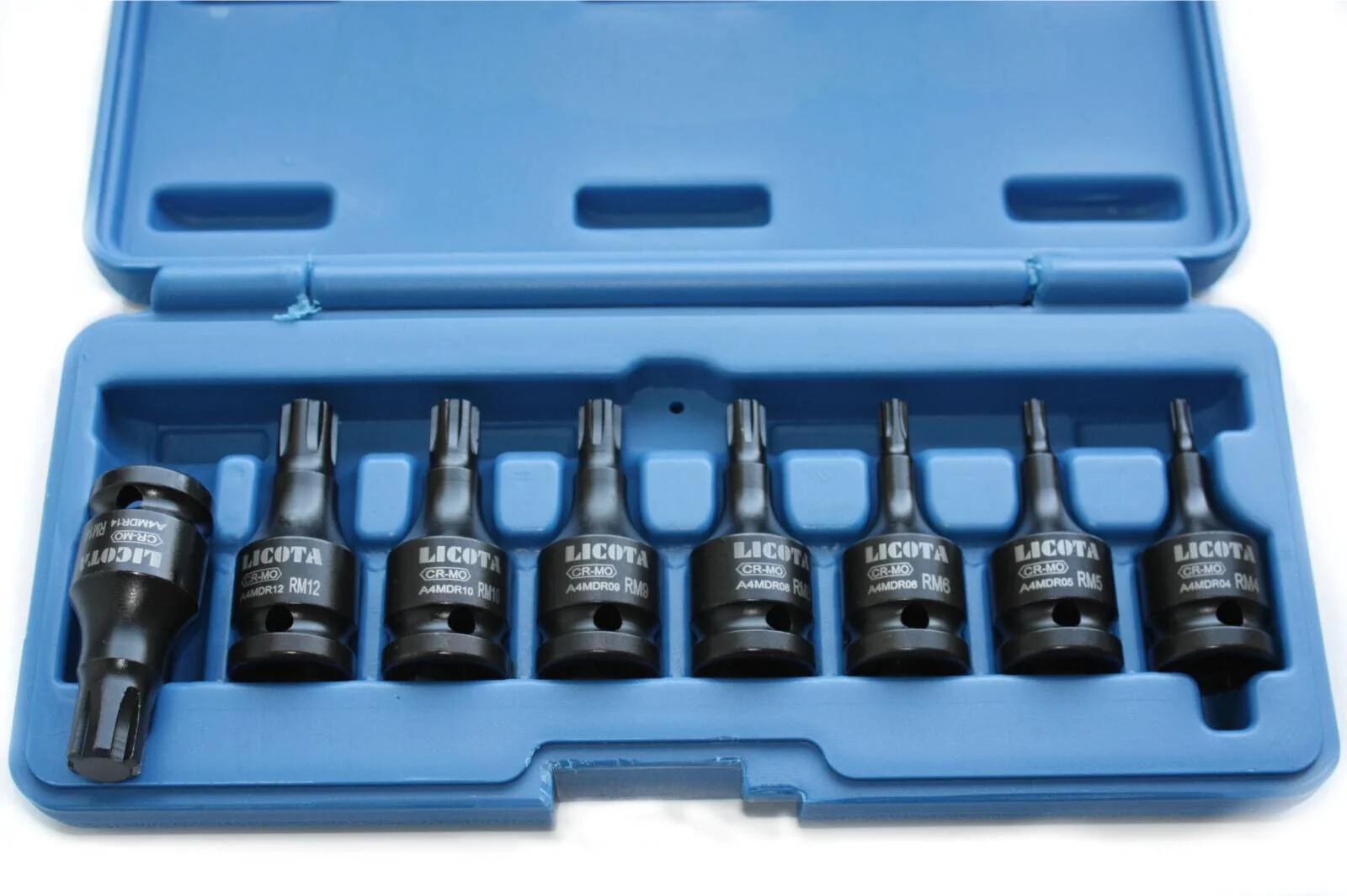 Schlagschrauber Nuss Set, 8-teilig, Cr-Mo, Ribe Nüsse, 1/2 Zoll