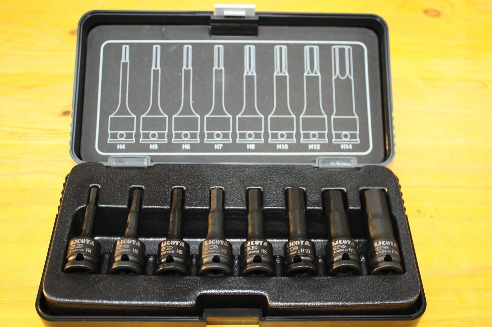 Innensechskant Nuss Set, Schlagschrauber Nüsse, 3/8 Zoll, H4-H14, 8-teilig, Cr-Mo
