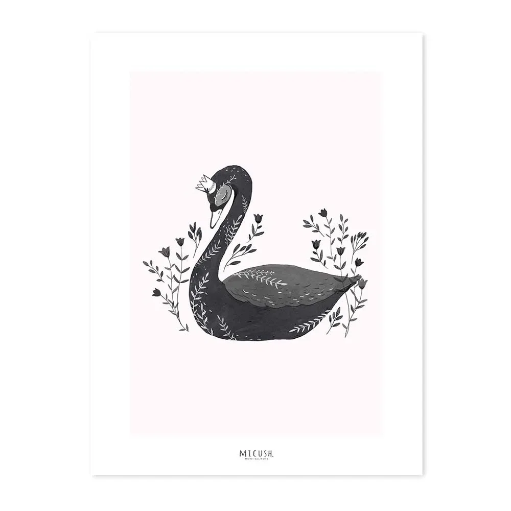 Lilipinso Poster schwarzer Schwan mit Krone