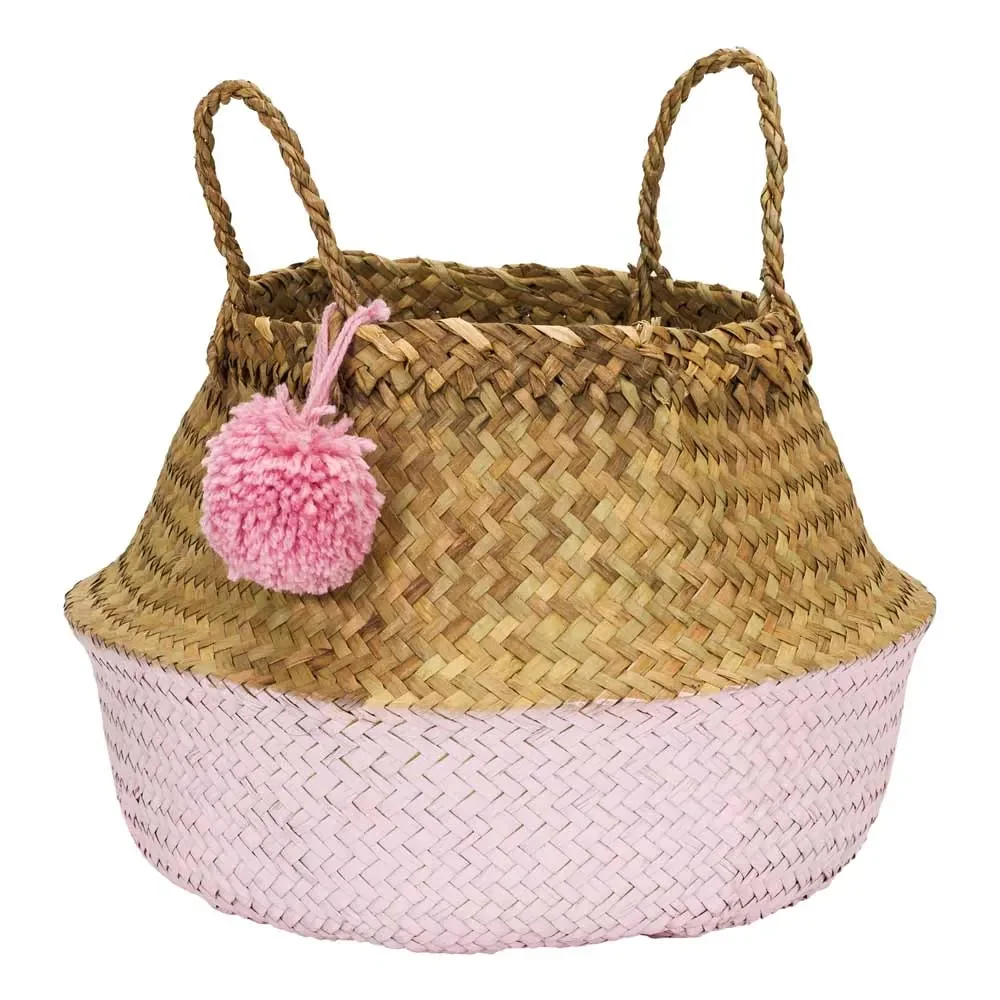 Kidsdepot Aufbewahrungskorb rund Seegras rosa natur