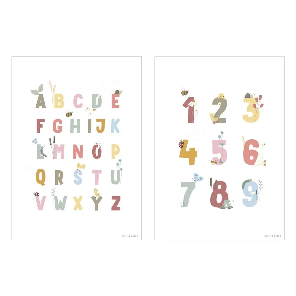 Little Dutch Poster ABC & Zahlen rosa "Little Goose" zweiseitig