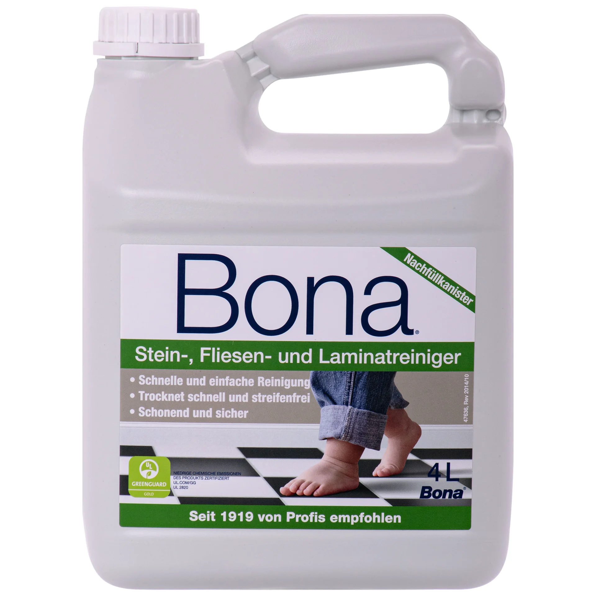 BONA Reiniger 4 Liter Stein- Fliesen - und Laminat Nachfüllkanister für Spray Mo