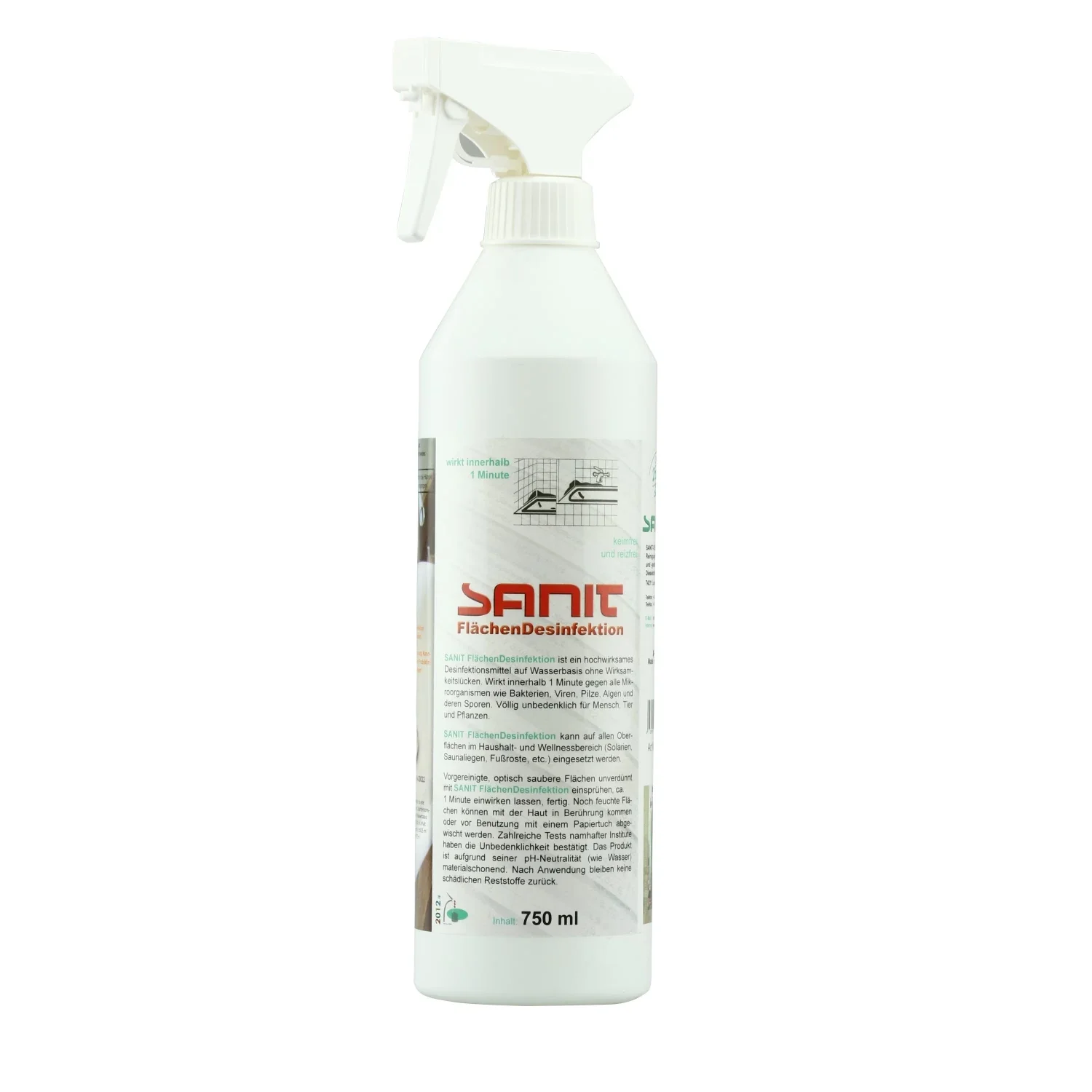 "SANIT FlächenHygiene 750 ml Flächendesinfektion mit Sprüher A image"
