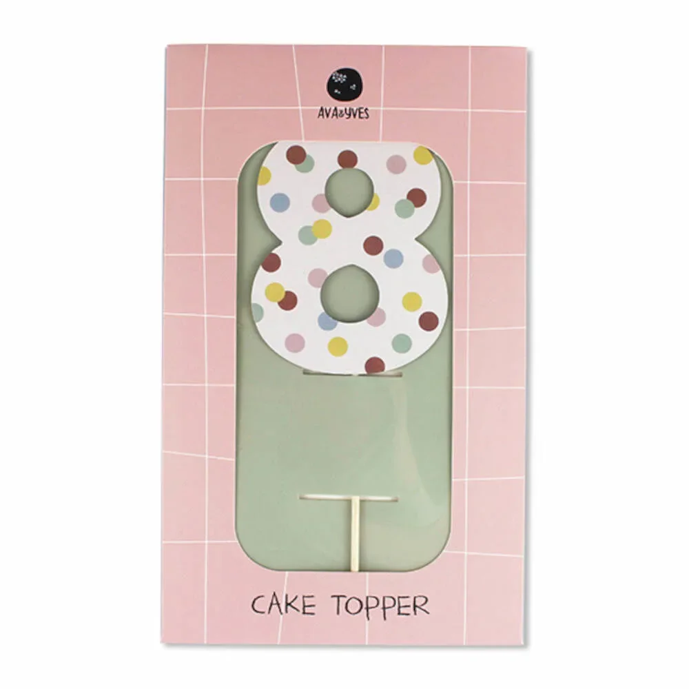 Ava & Yves Cake Topper Zahl 8