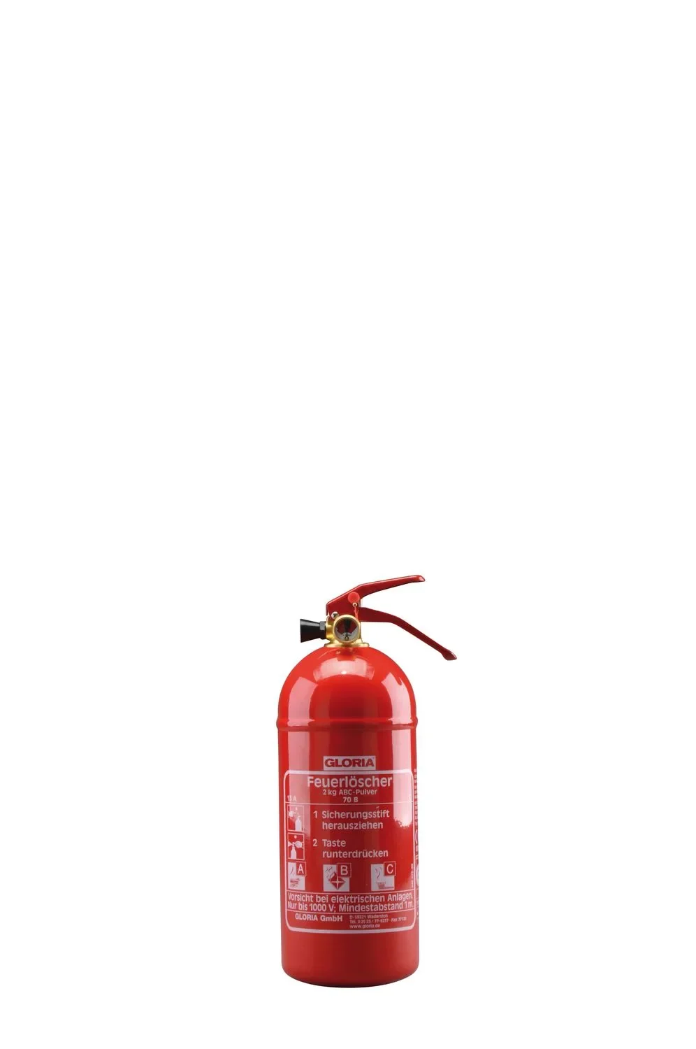 Feuerlöscher, Pulverlöscher - PD2GAM, 2 Liter mit Manometer & komfortabler Einhandbedienung