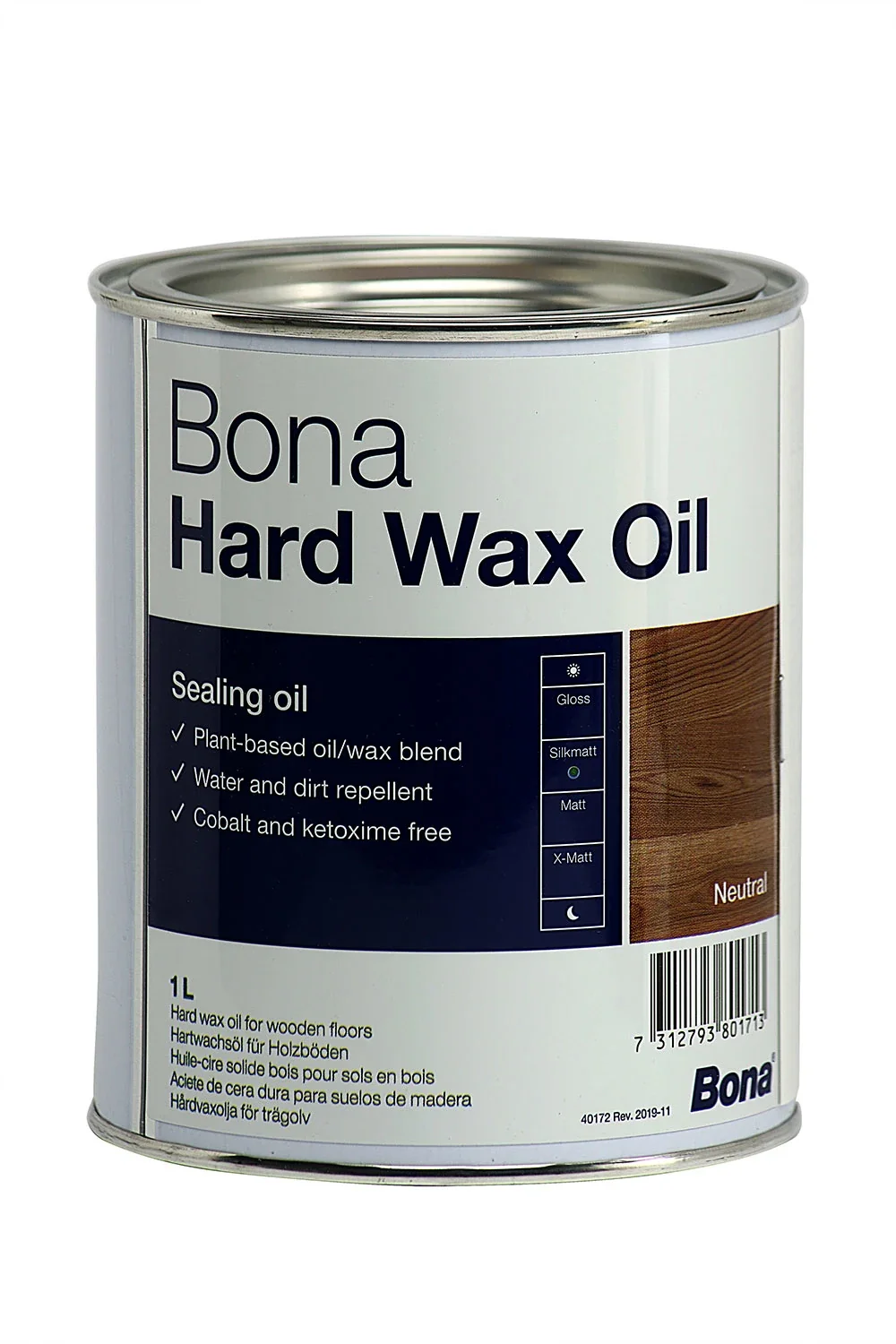 "BONA Hardwax Oil halbmatt 1 Liter silkmatt für Holzböden im Innenbereich image"