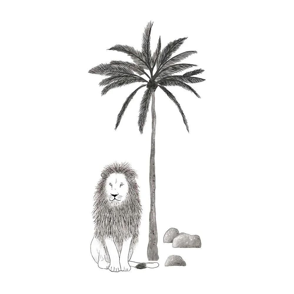 Lilipinso Wandsticker XL Löwe mit Palme grau