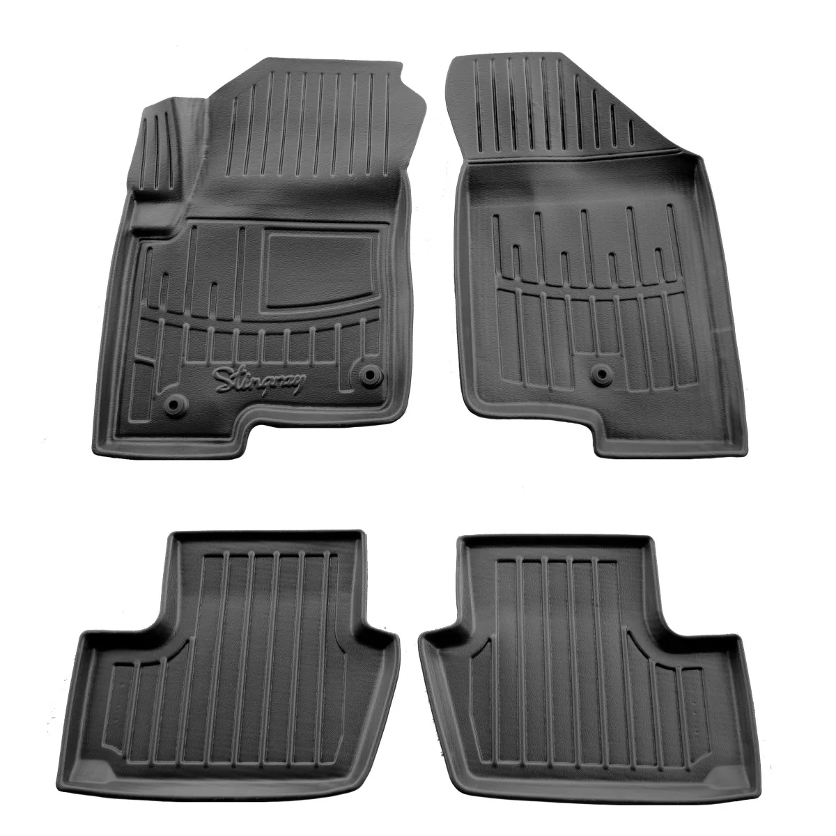 "Fußmatten Auto 3D für JEEP Compass I (2006-2016), passgenau, rutschfest, Polyurethan, mit Clips image"