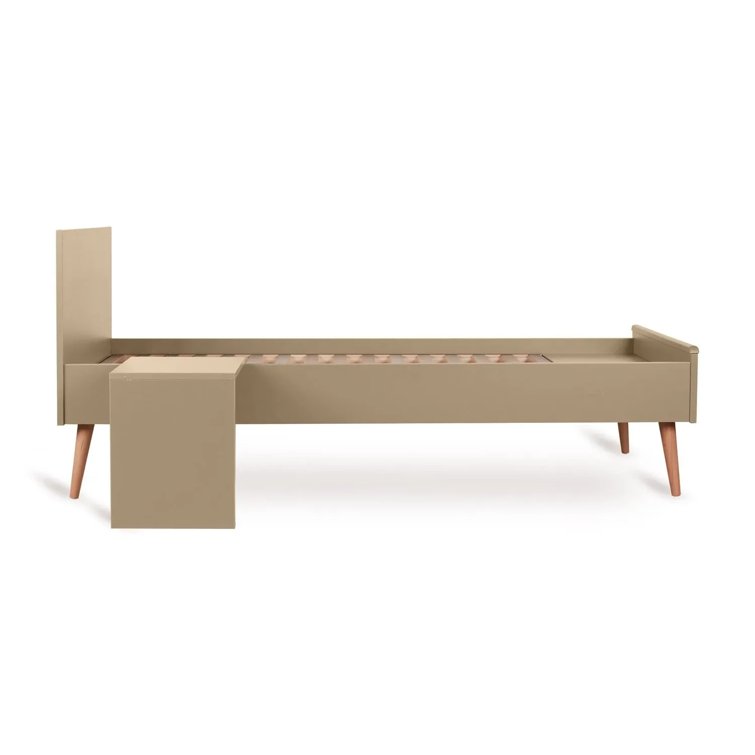 Quax Cocoon Junior Kit 170x70 cm | Umbauset für Cocoon Babybett zum Juniorbett | Mit Nachttisch & Bettgitter-Option, Farbe: Latte