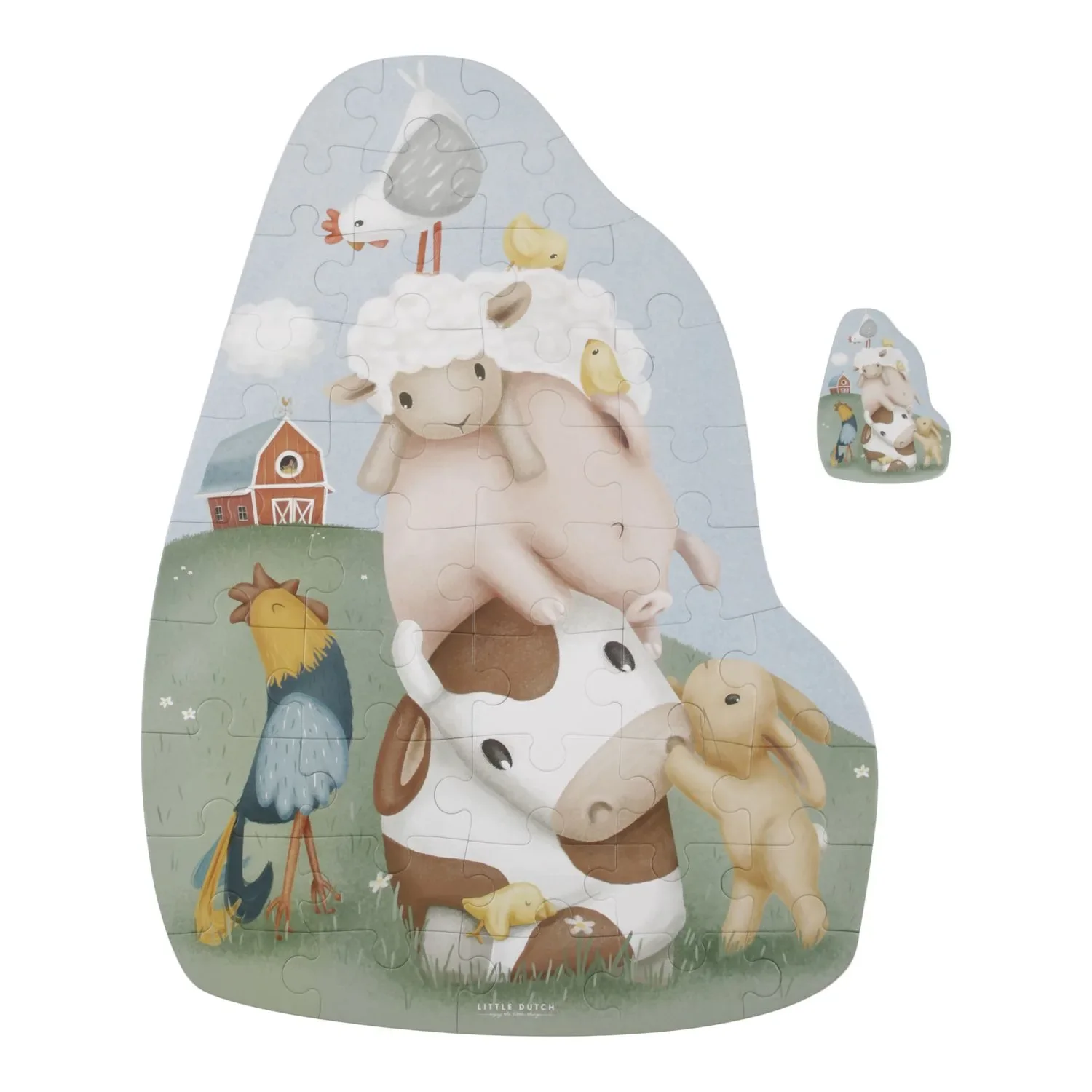 Little Dutch Bodenrätsel, Bodenpuzzle Little Farm - 42-teiliges Puzzle für Kinder ab 3 Jahren