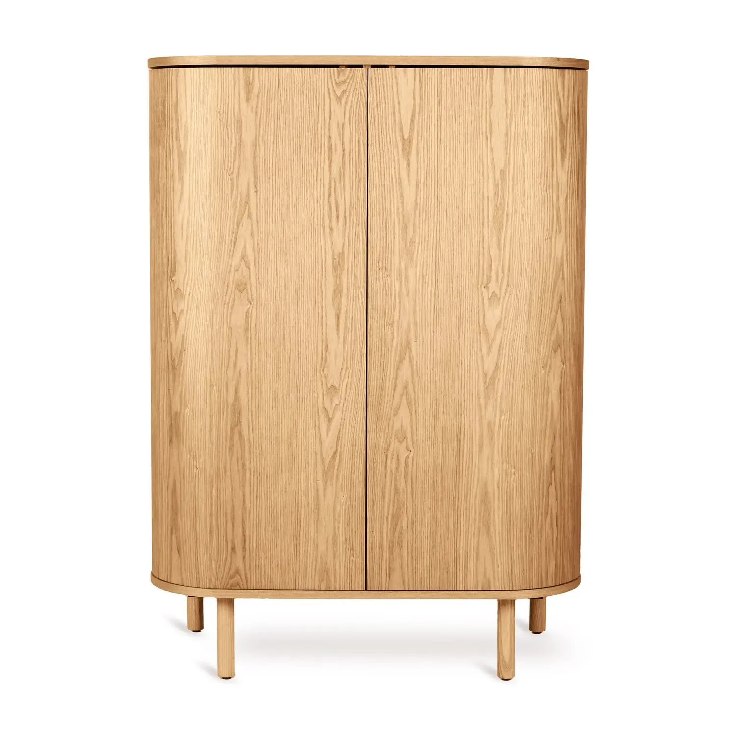 Quax Yume Kleiderschrank mit Eschenholzbeinen und MDF-Türen, Schiebesystem und Soft-Close-Funktion, Farbe: Naturasche