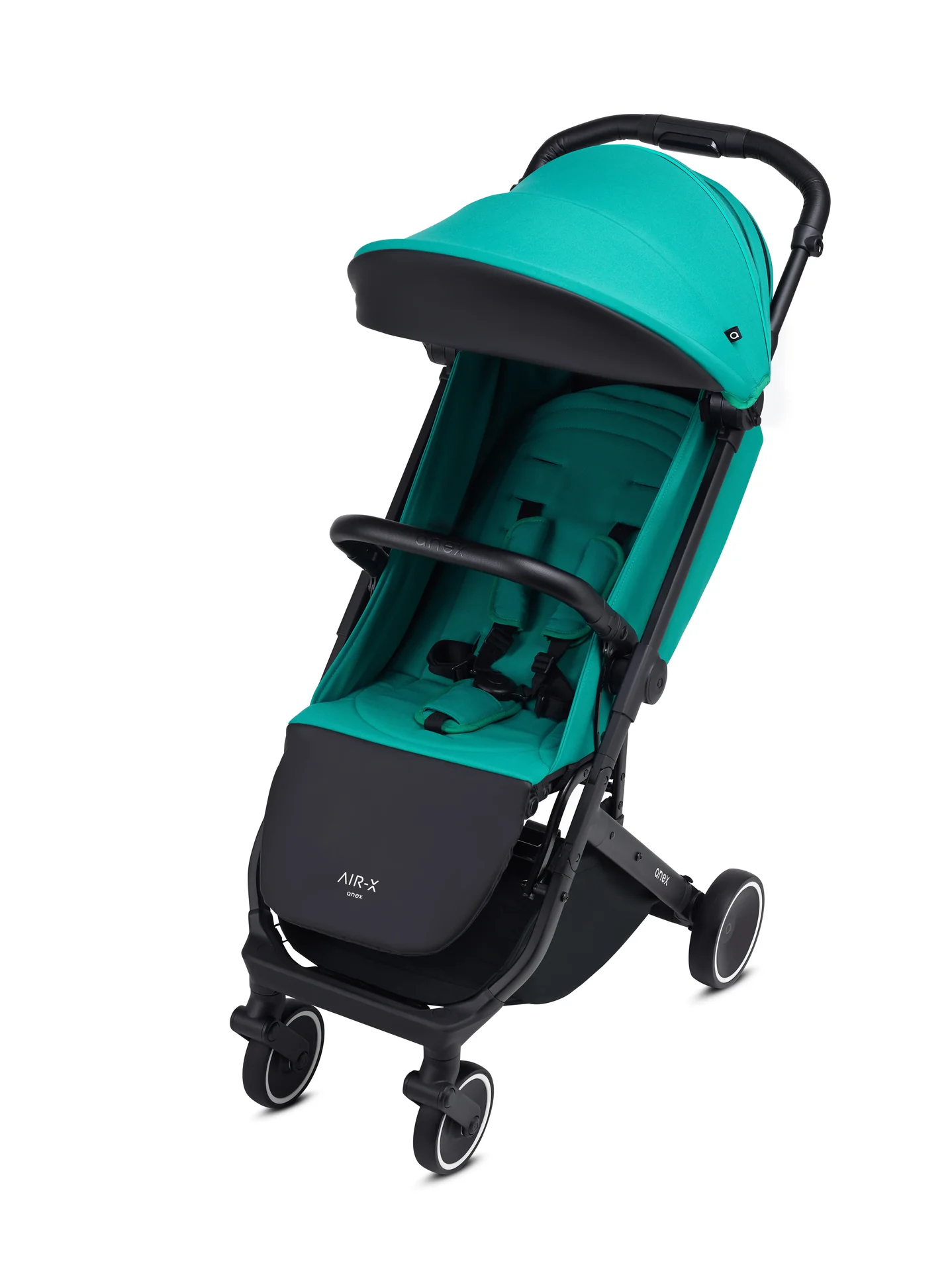 "Kinderwagen, leichter Reisebuggy, Aluminiumrahmen, 5-Punkt-Gurt, gefedert Räder, verstellbar, grün image"