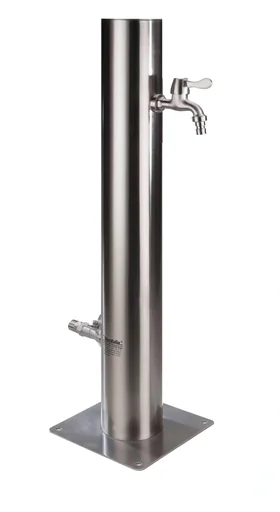 Edelstahl-Wasserzapfsäule mit zwei Wasserhähnen