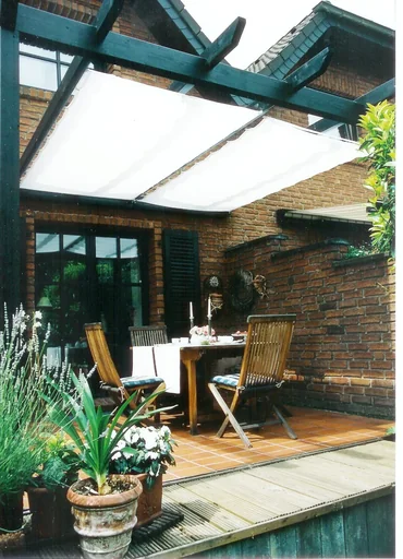 "Pergola Bausatz, inkl. Sonnensegel, weiß, 420 x 140 cm image"