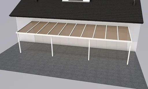 "Terrassendach Premium, weiß, 10140 x 3060 mm - Polycarbonat Stegplatten 16 mm, bronze image"