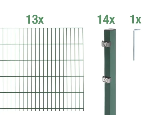 "Doppelstabmattenzaun Komplettset, grün, Höhe 140 cm, Länge 26 m image"