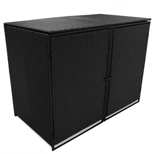 "Containerlager doppelt 148x80x111 cm Poly-Rattan schwarz image"