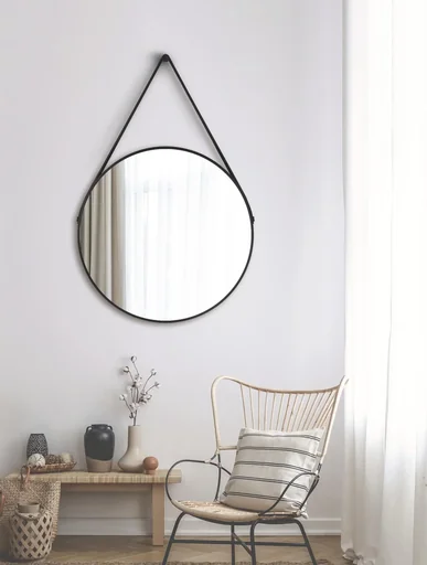 "Dekorativer runder Wandspiegel in kupfer matt Ø 80 cm - hochwertiger robuster Aluminiumrahmen image"