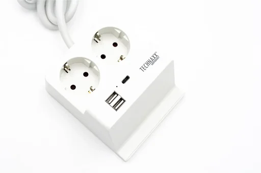 Tischsteckdose mit USB-A und Smartphone Ablage