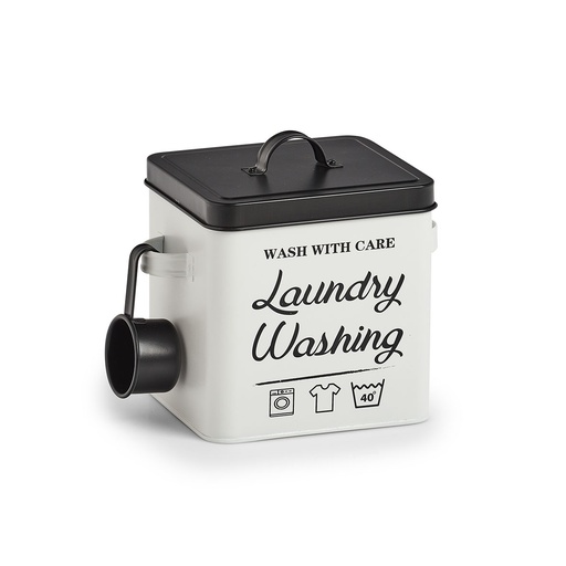 "Waschpulver-Box "Laundry", Metall, weiß/schwarz image"