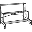Blumenregal aus Metall 3 Stufen Pflanzenregal für innen und außen Garten Balkon Schwarz 95 x 63 x 72 cm