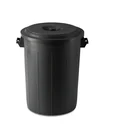 Futtertonne mit Deckel, 70 Liter, Schwarz