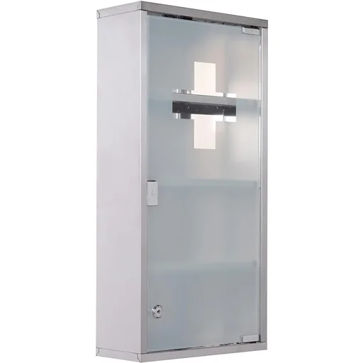 Medizinschrank mit 4 Fachböden silber